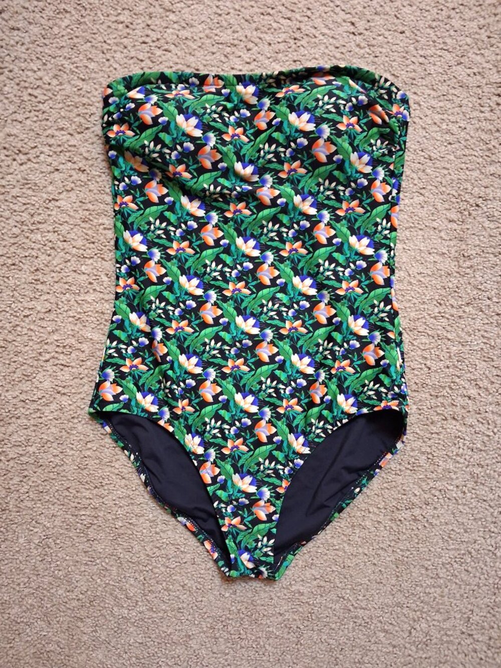 J CREW Women's One Piece Ratti Lotus Floral Bandeau-Style Swimsuit 6